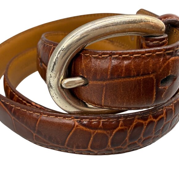 Lauren Ralph Lauren Women\'s Belt Sz L Brown Italian Leather Alligator Embossed main image 7